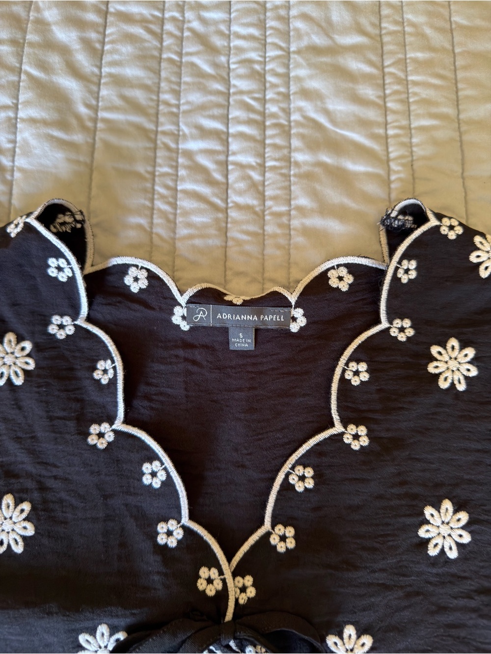 Embroidered Tie-Front Top - Picture 3 of 5